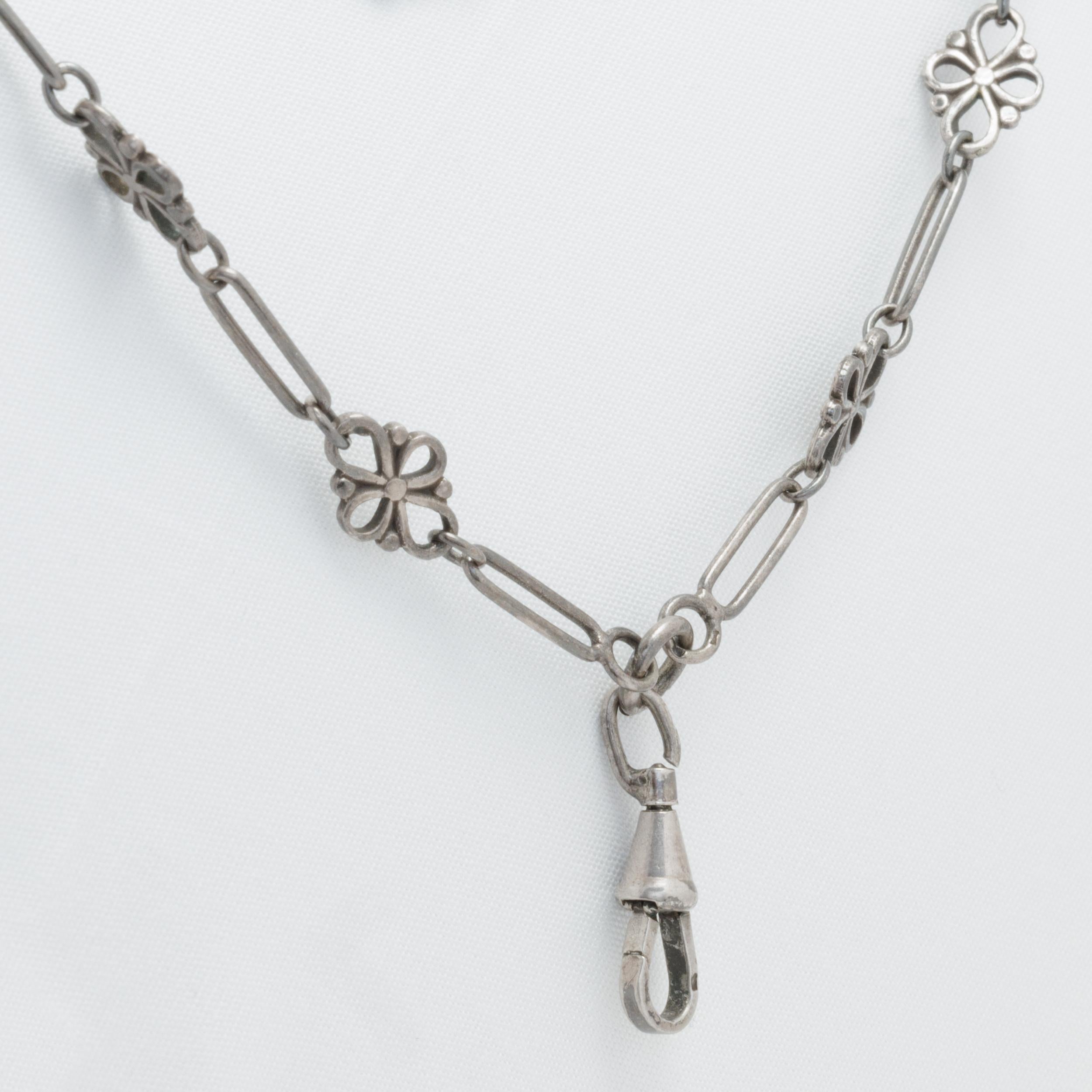 French Antique Silver Long Guard Muff Chain For Sale 1