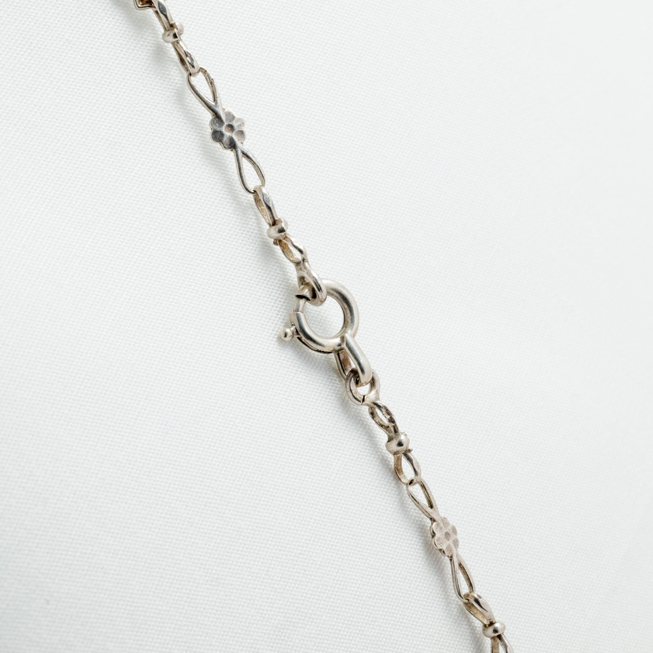 French Antique Silver Long Guard Muff Chain For Sale 2