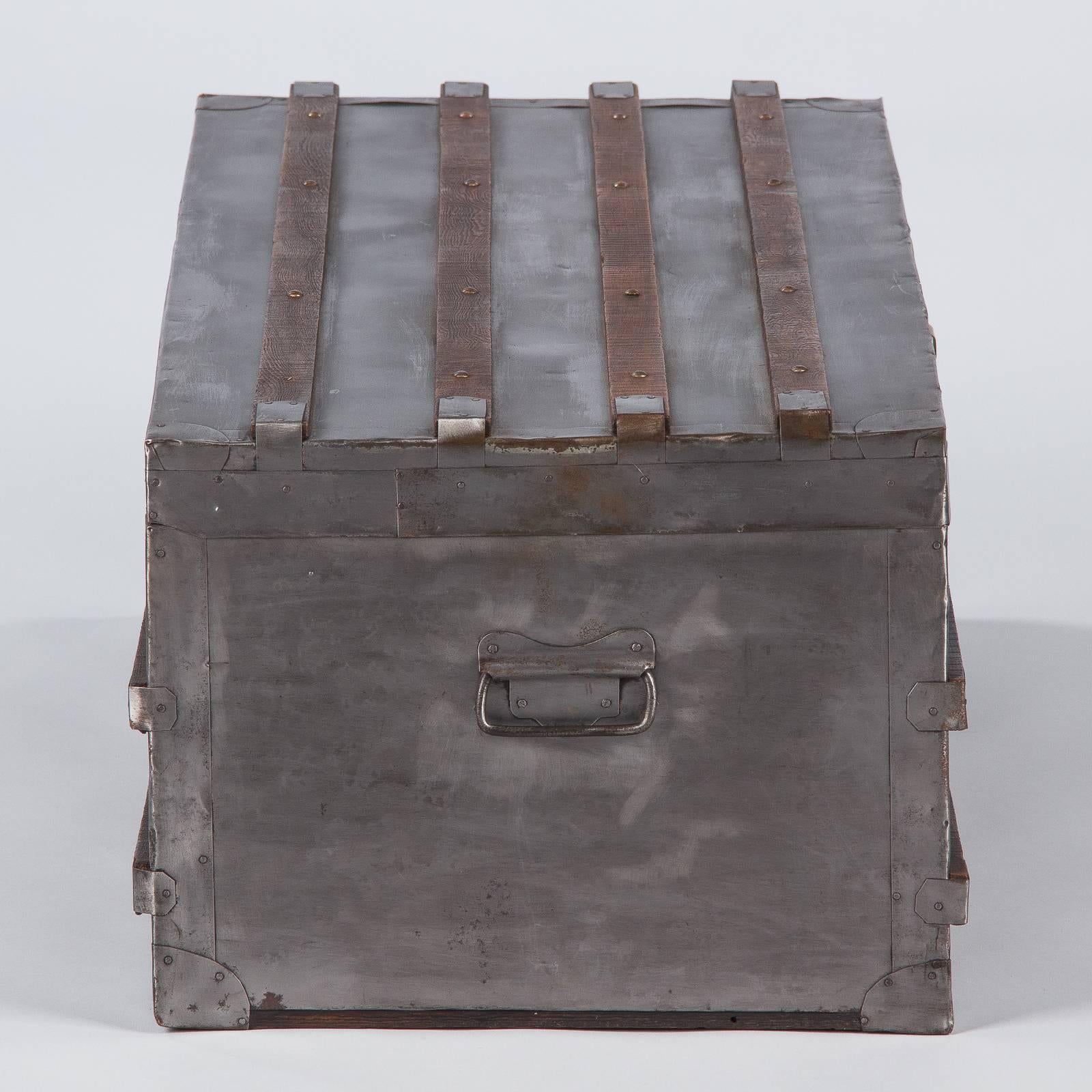 French Silver Metal Traveling Trunk, Early 1900s 5