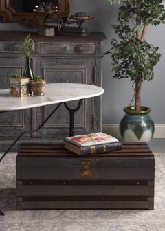 French Silver Metal Traveling Trunk, Early 1900s