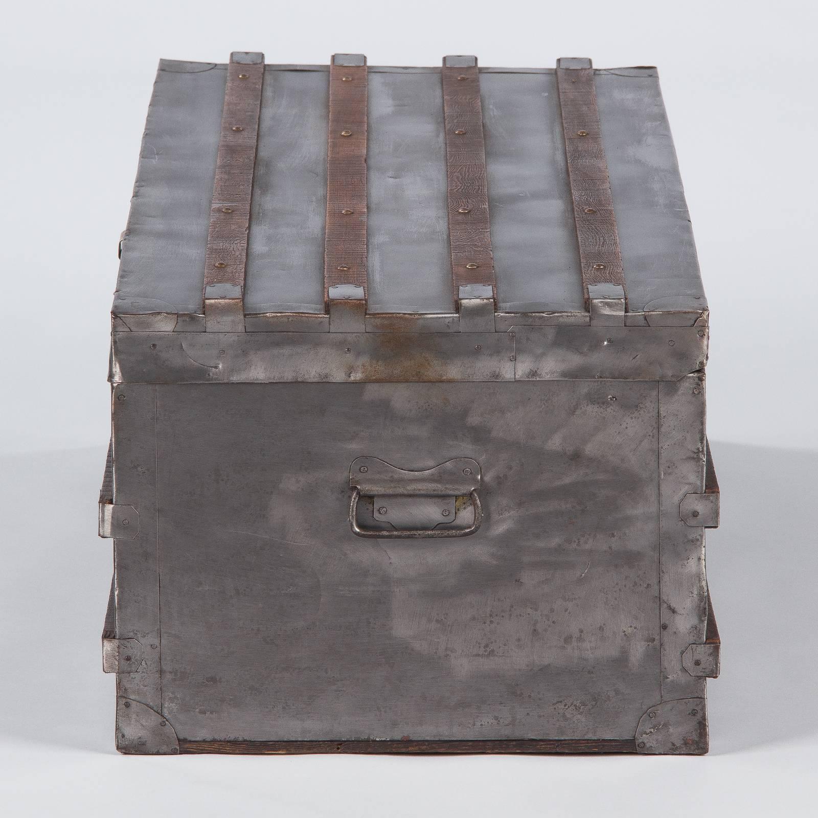 French Silver Metal Traveling Trunk, Early 1900s 2