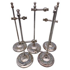 French Antique Silver Plated Tabletop Sign Holders, Mother-of-Pearl Inlay Base