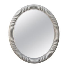 French Antique Silvered Oval Mirror, circa 1930