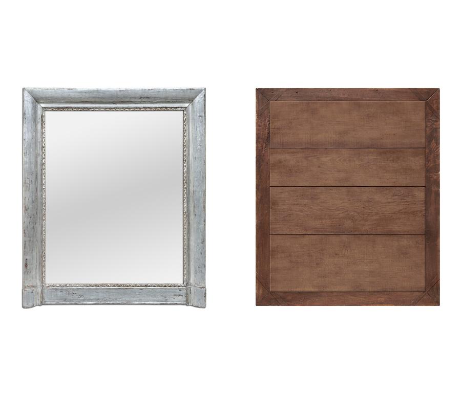 Französischer antiker Kaminsims-Spiegel aus versilbertem Holz, 19. Jahrhundert im Zustand „Gut“ im Angebot in Paris, FR