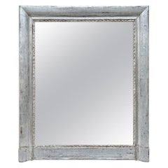 French Antique Silvered Wood Mantel Mirror, 19th Century