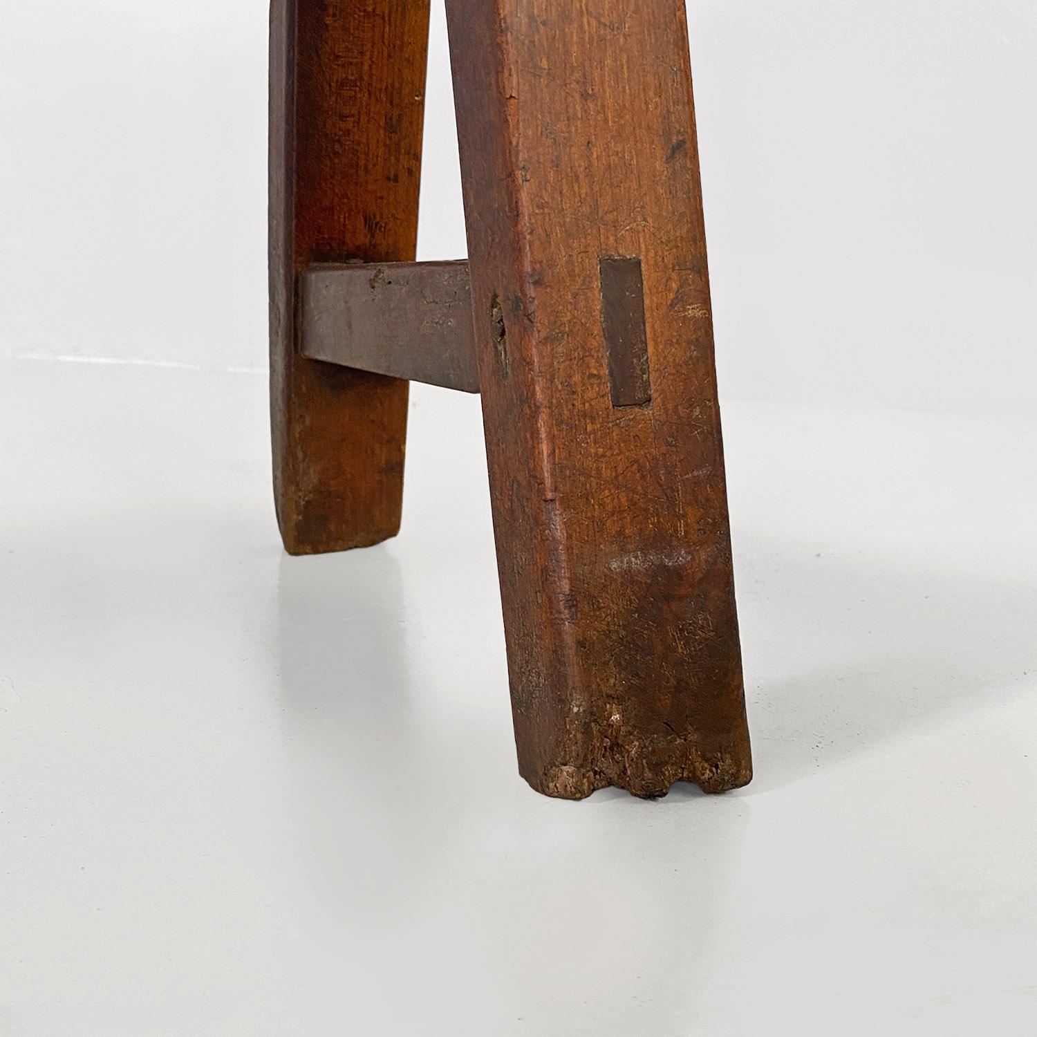 French antique soldid wood bench with narrow and long seat, 1930s For Sale 8