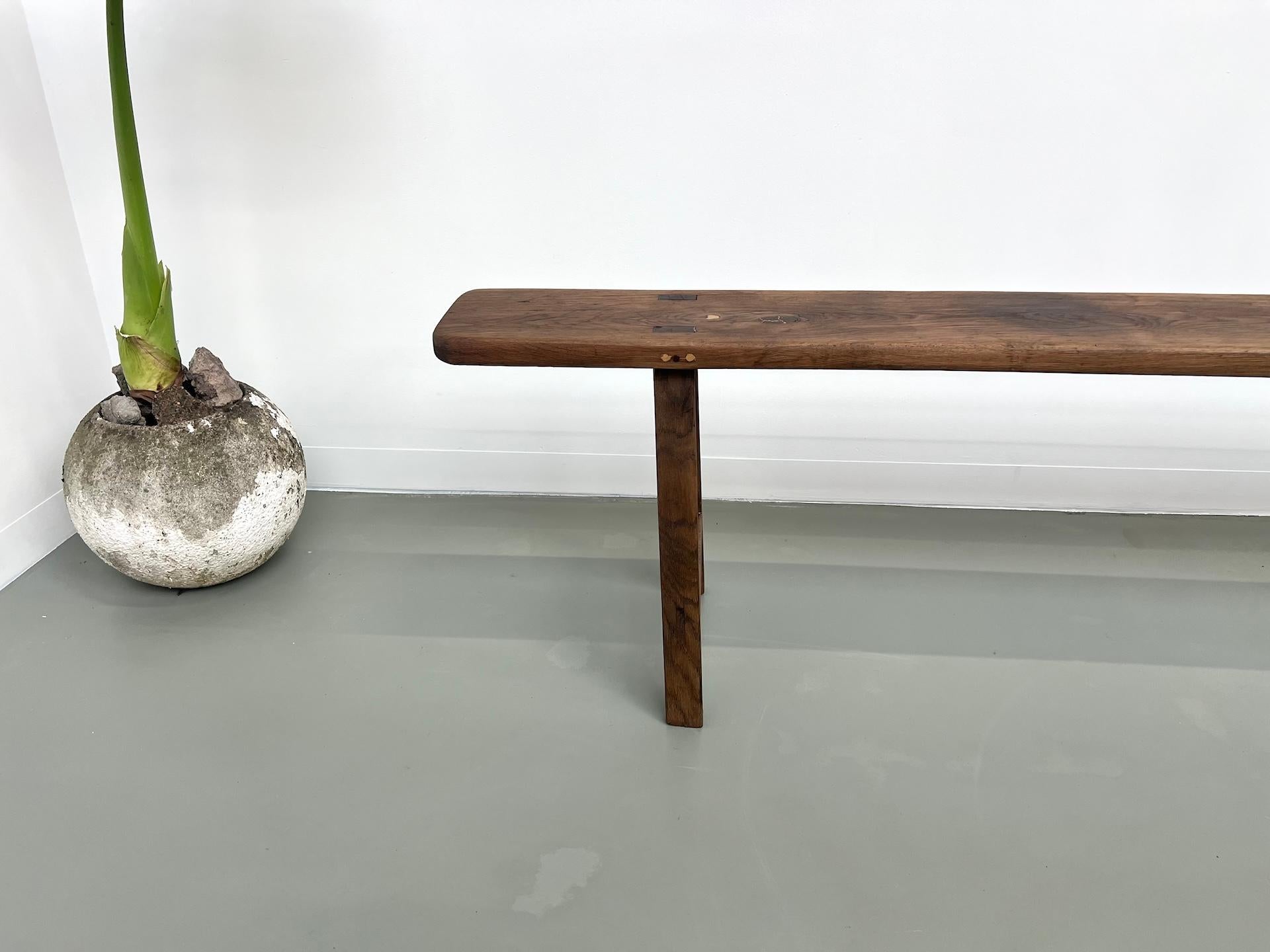 Banc ancien en chêne massif français Bon état - En vente à LYON, FR