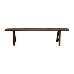 French antique solid oak bench