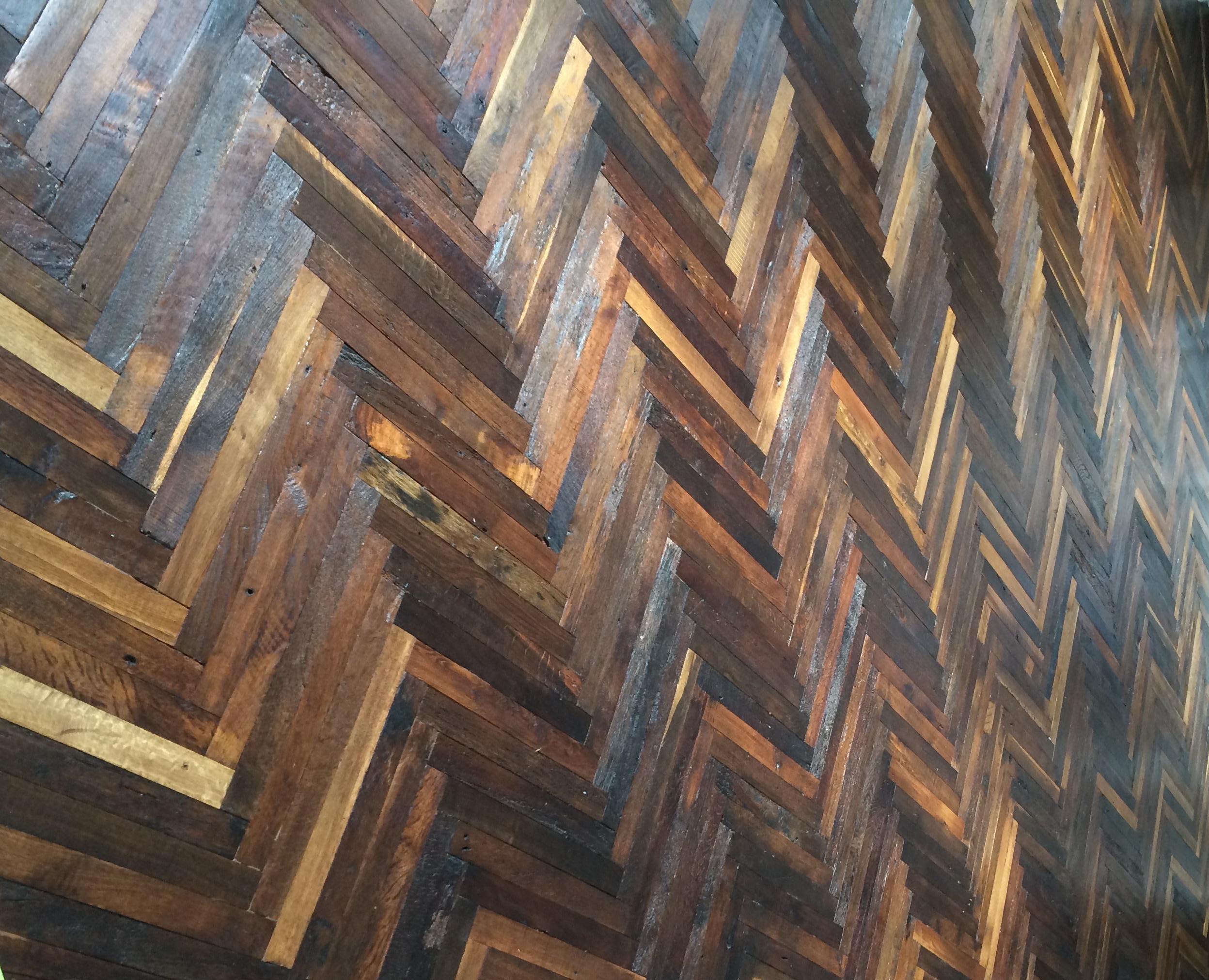 Hand-Crafted French Antique Solid Wood Oak Herringbone Pattern, France, 18th Century For Sale
