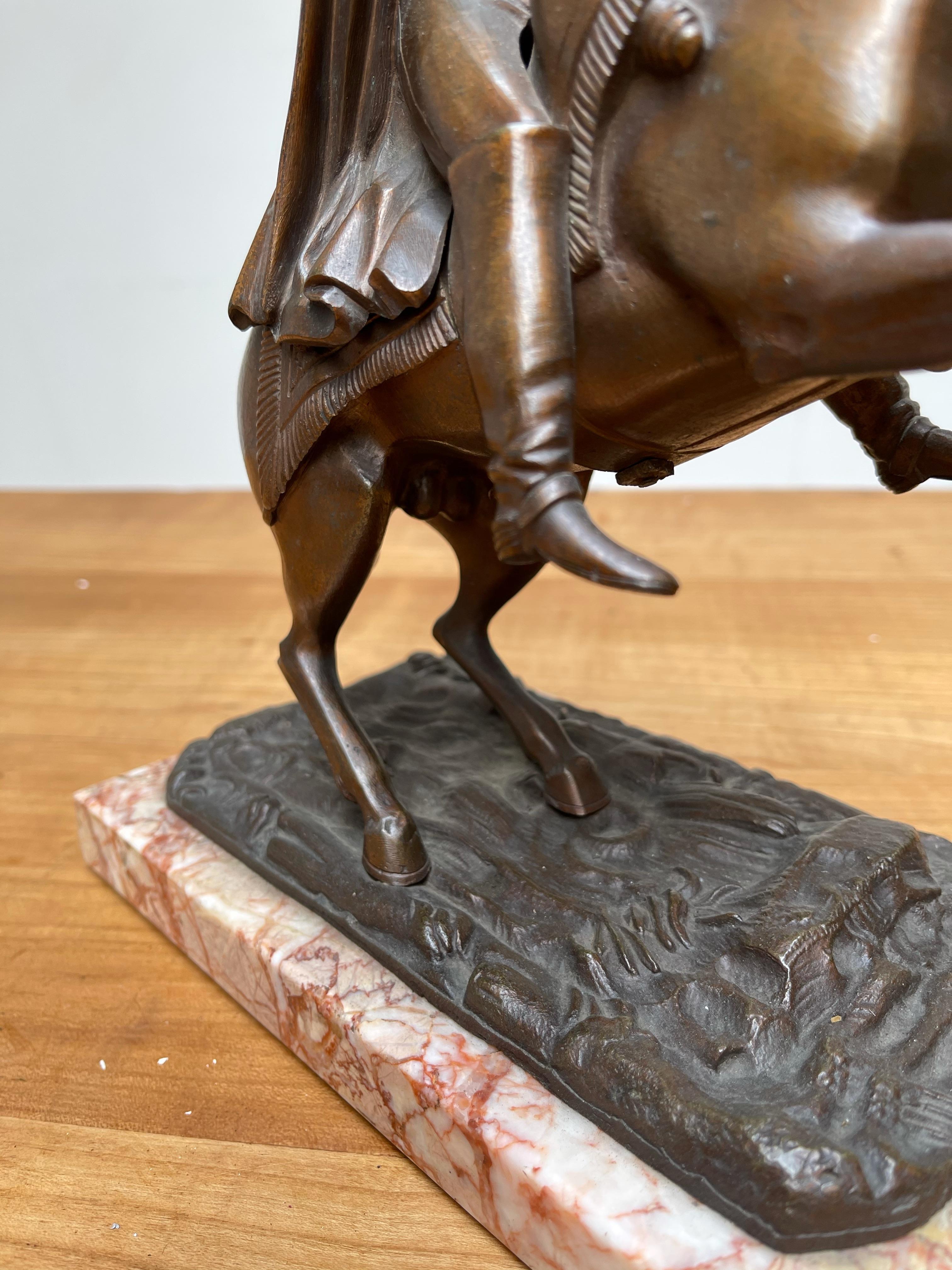 Sculpture française ancienne de Napoléon sur cheval cabré, en bronze, base en marbre en vente 8