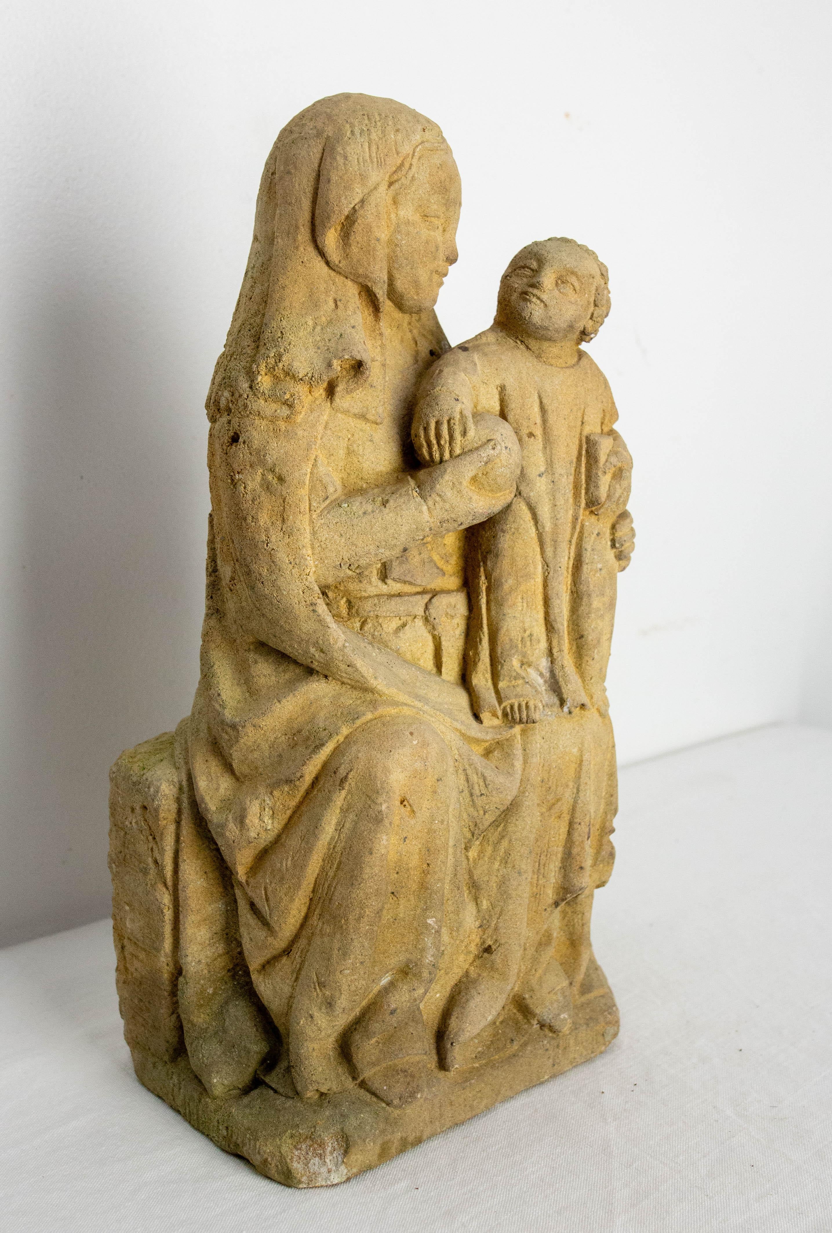 20th Century French Antique Statuette Virgin and Child Early 20 th Century For Sale