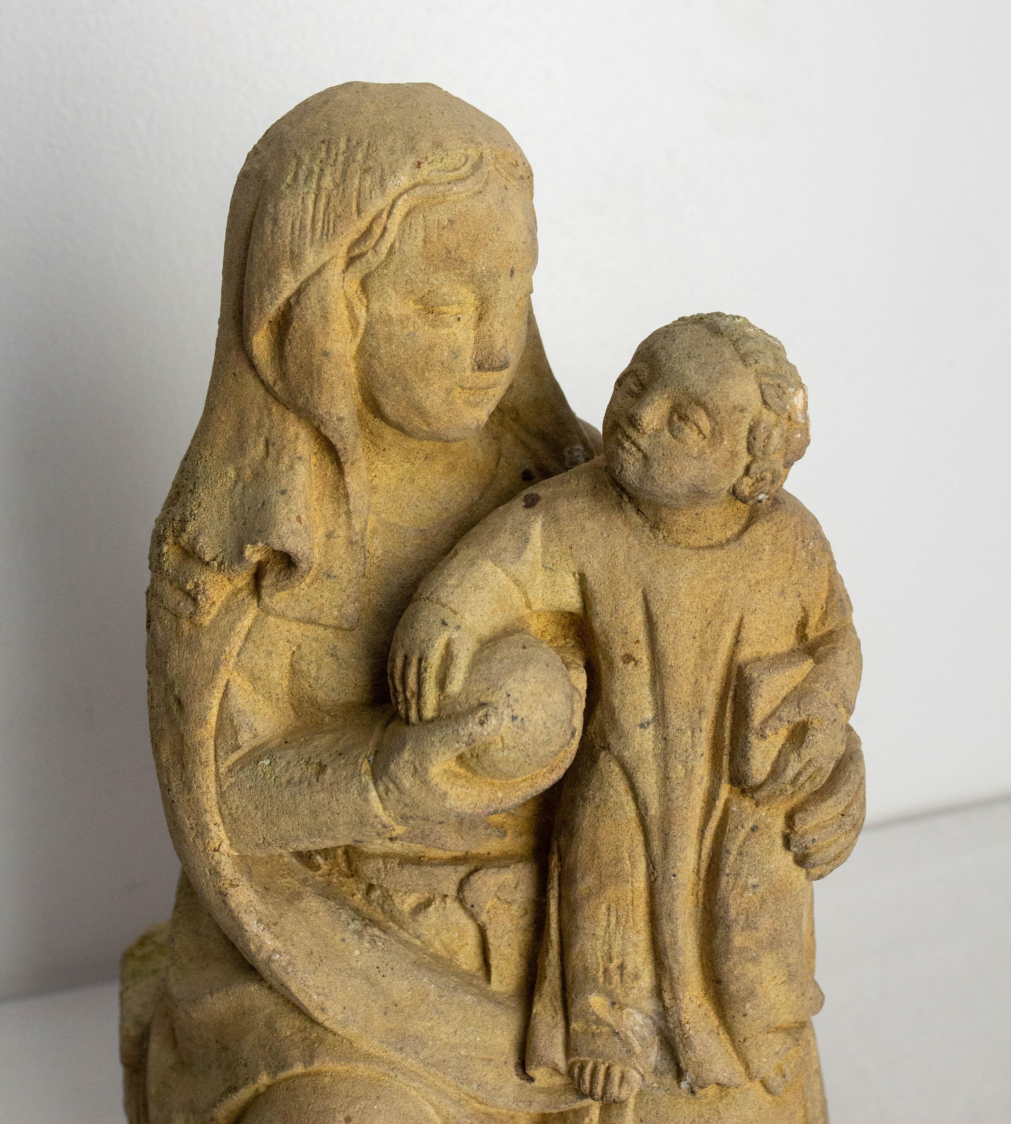 French Antique Statuette Virgin and Child Early 20 th Century For Sale 2