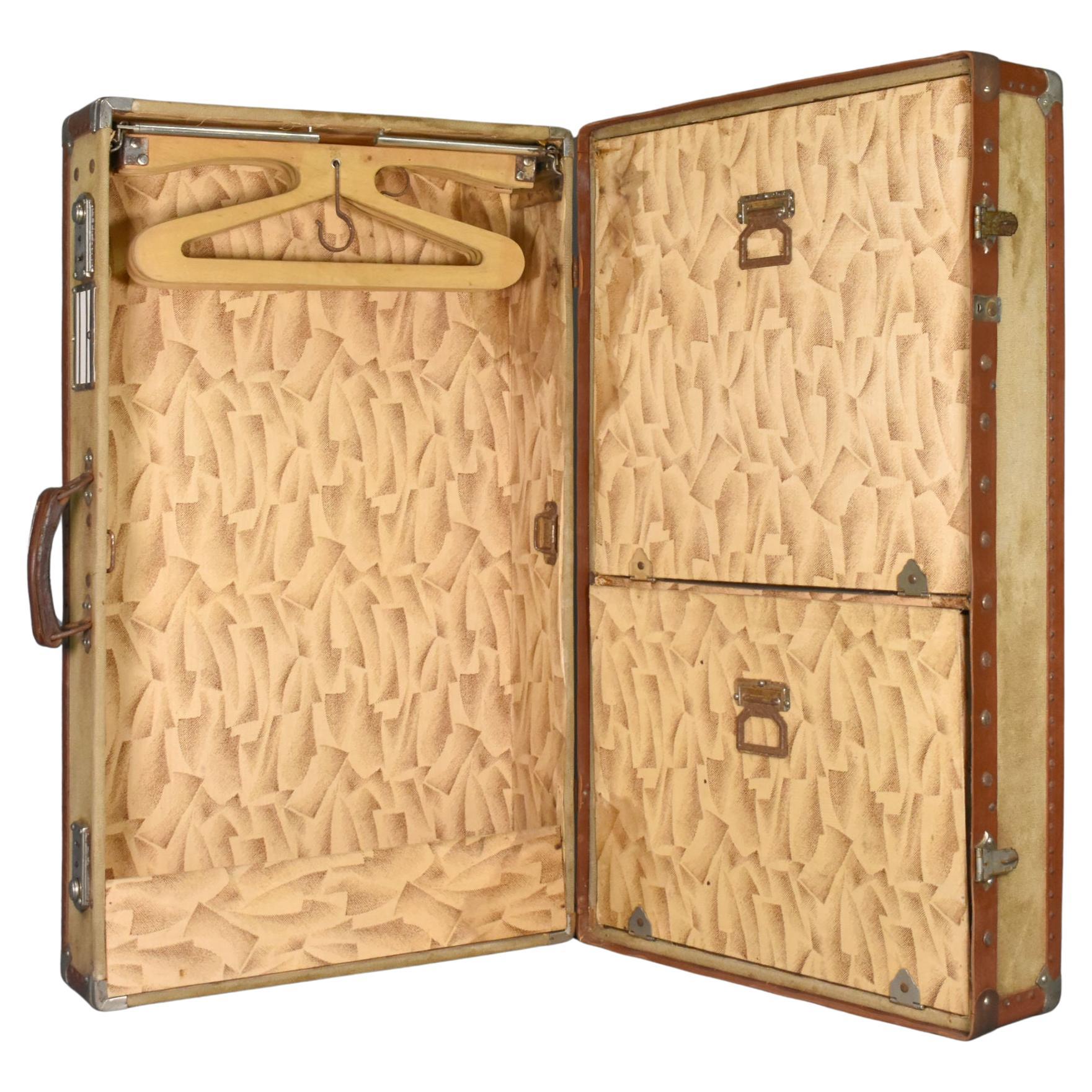 French Antique Steamer Trunk Suitcase