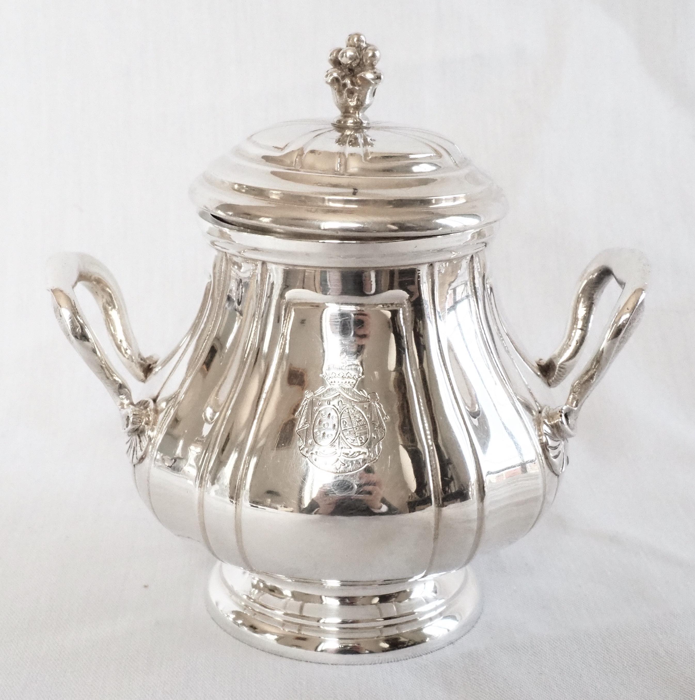 French antique sterling silver (.950) two-person tea & coffee set for a Duke 8