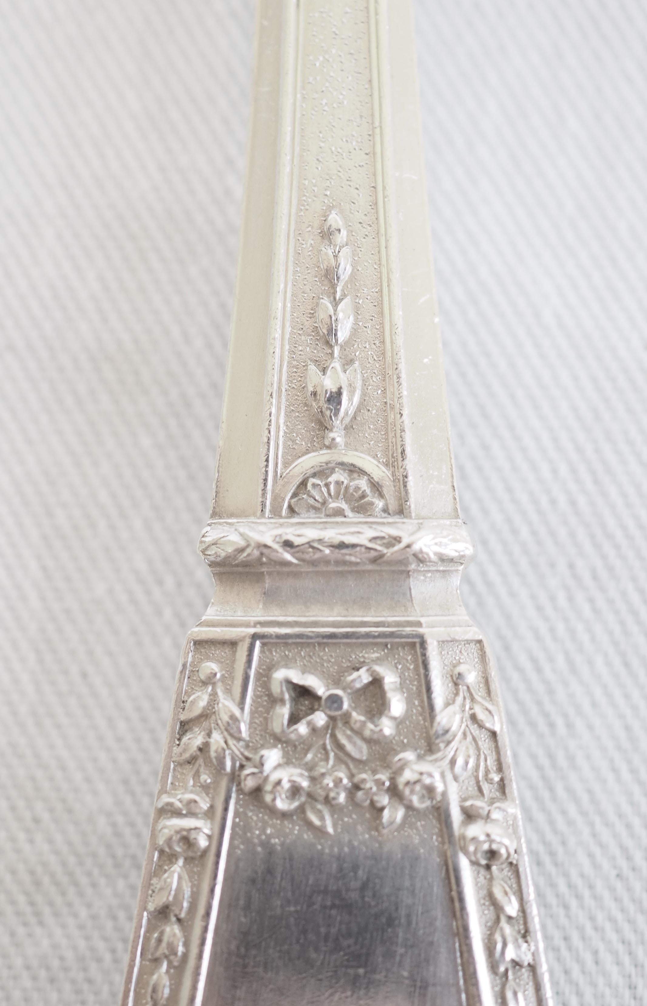 French antique sterling silver dessert flatware - 24 pieces - Louis XVI style For Sale 5