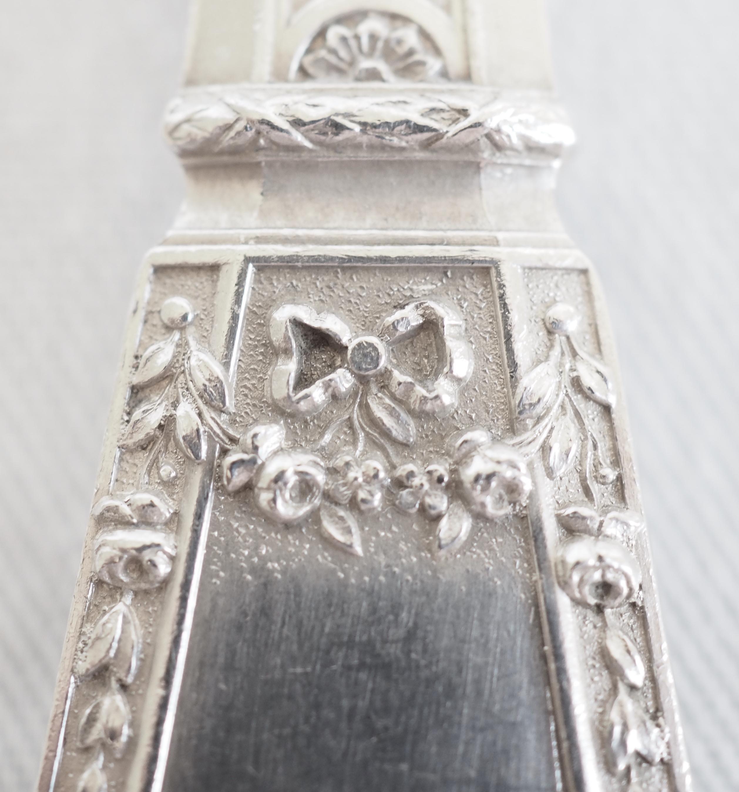 French antique sterling silver dessert flatware - 24 pieces - Louis XVI style For Sale 7