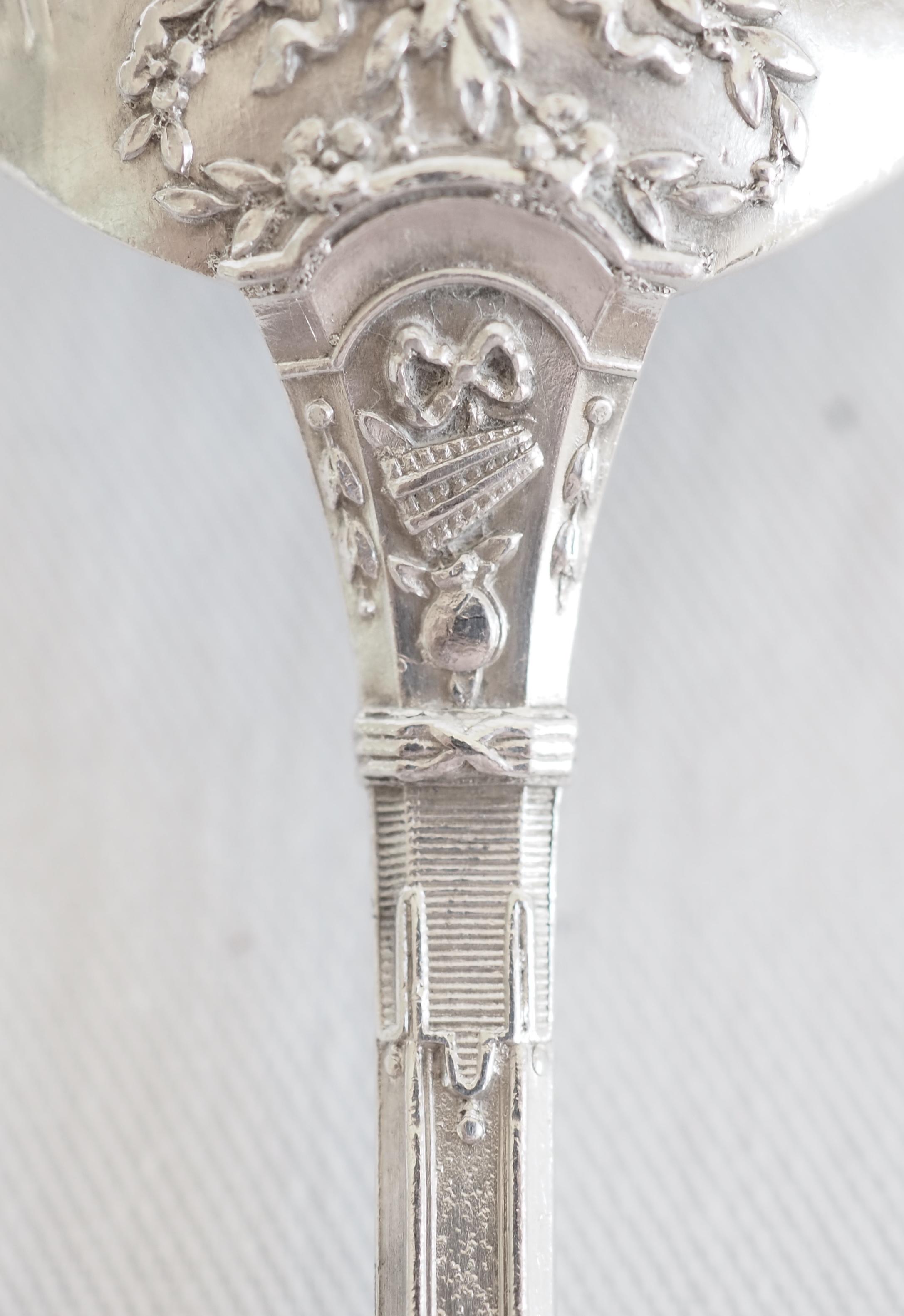 French antique sterling silver dessert flatware - 24 pieces - Louis XVI style For Sale 3