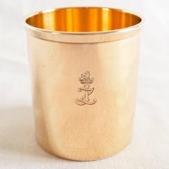 French antique sterling silver & vermeil tumbler - crown of Viscount (.950)