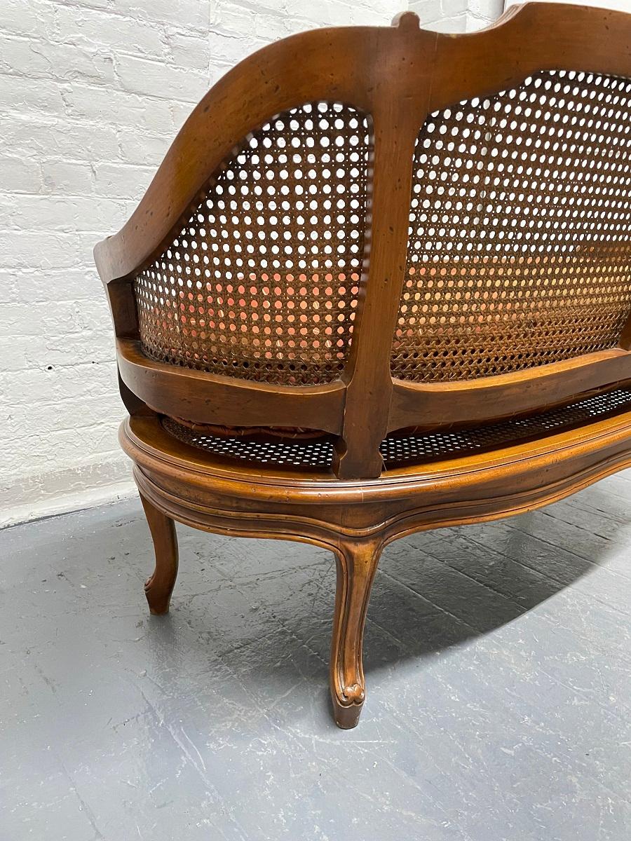 French Antique Style Cane Loveseat In Good Condition For Sale In New York, NY