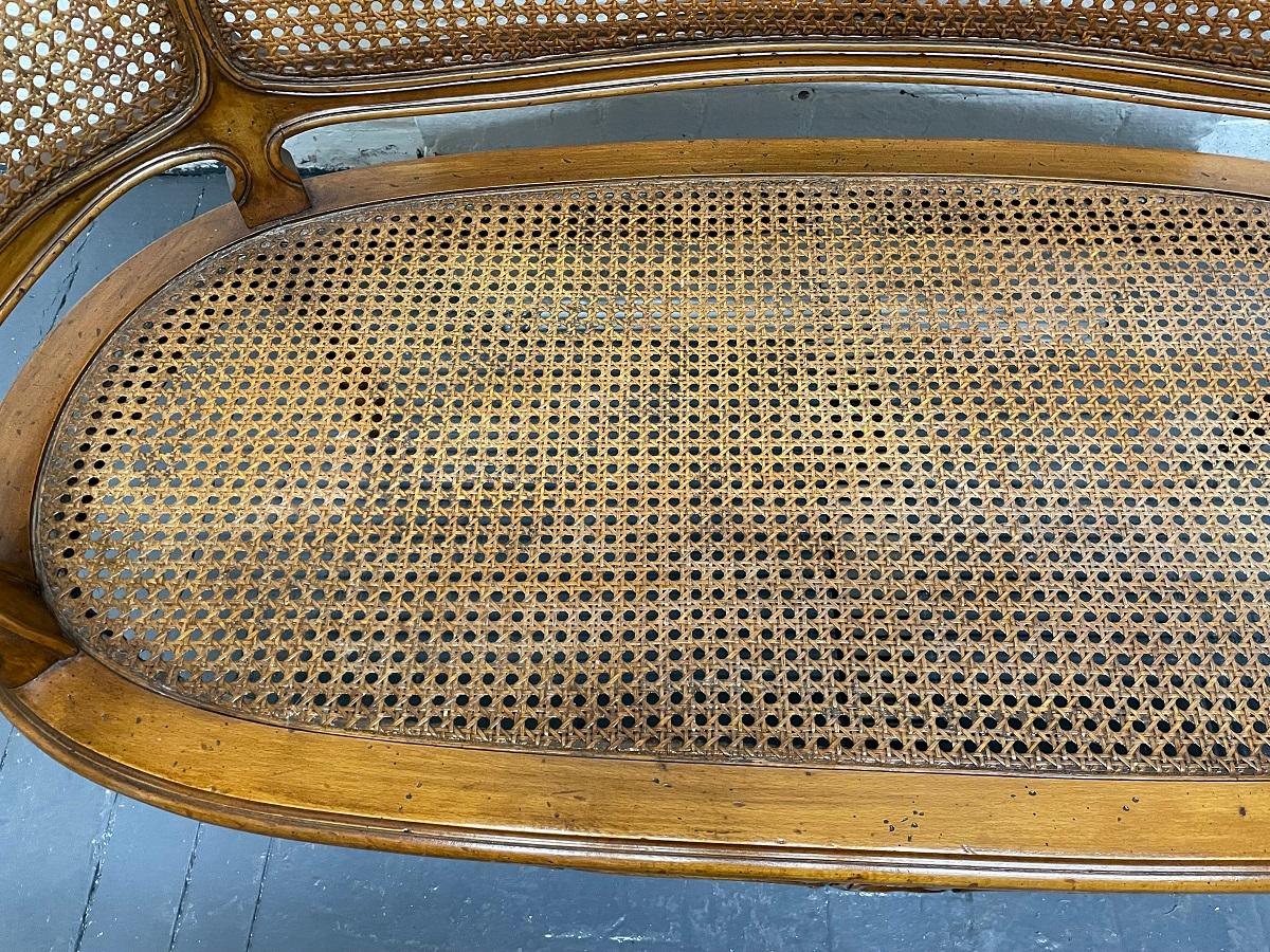 Mid-20th Century French Antique Style Cane Loveseat For Sale