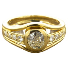 French Used-Style Diamond Old-Cut 18k Yellow Gold Engagement Ring