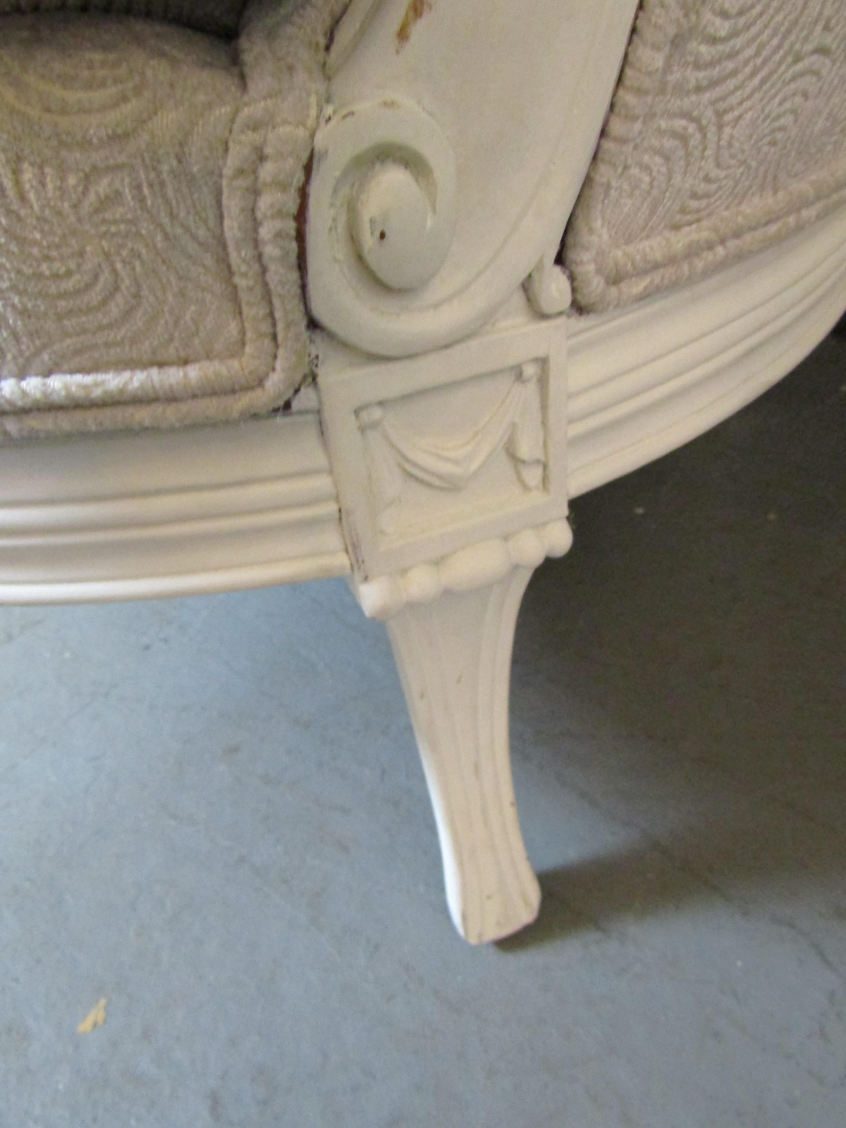 Fabric French Antique Style Loveseat For Sale