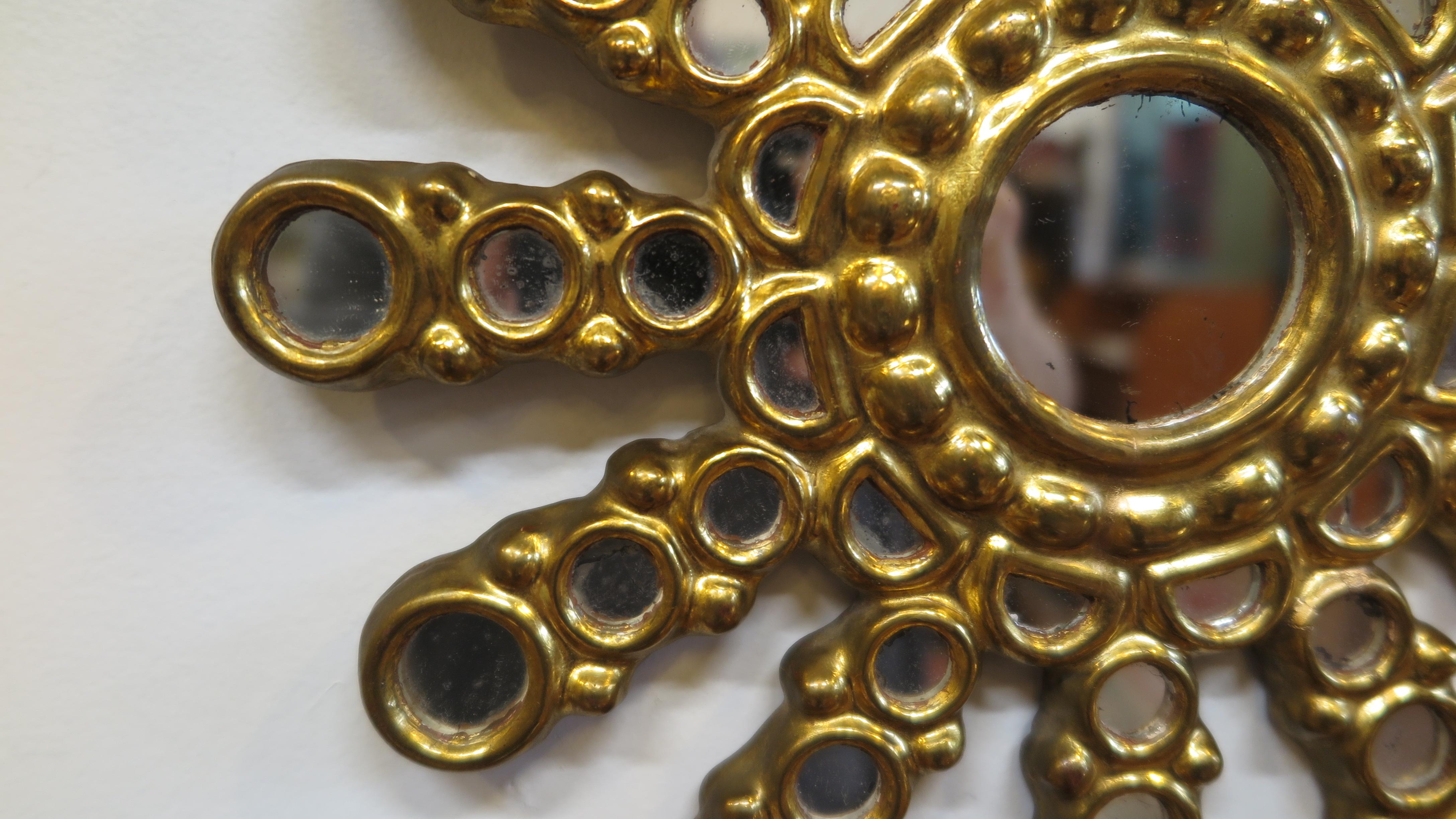 Antiker antiker vergoldeter Spiegel mit Sonnenschliff im Zustand „Gut“ im Angebot in New York, NY