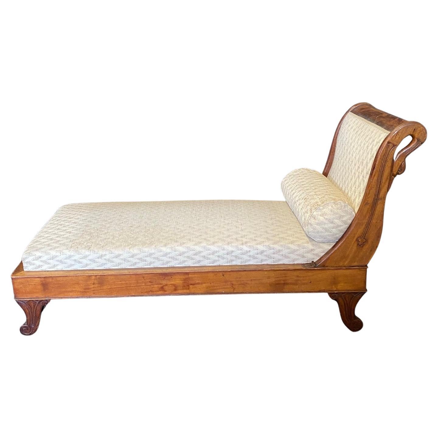 French Antique Swan Neck Recamier Chaise Lounge