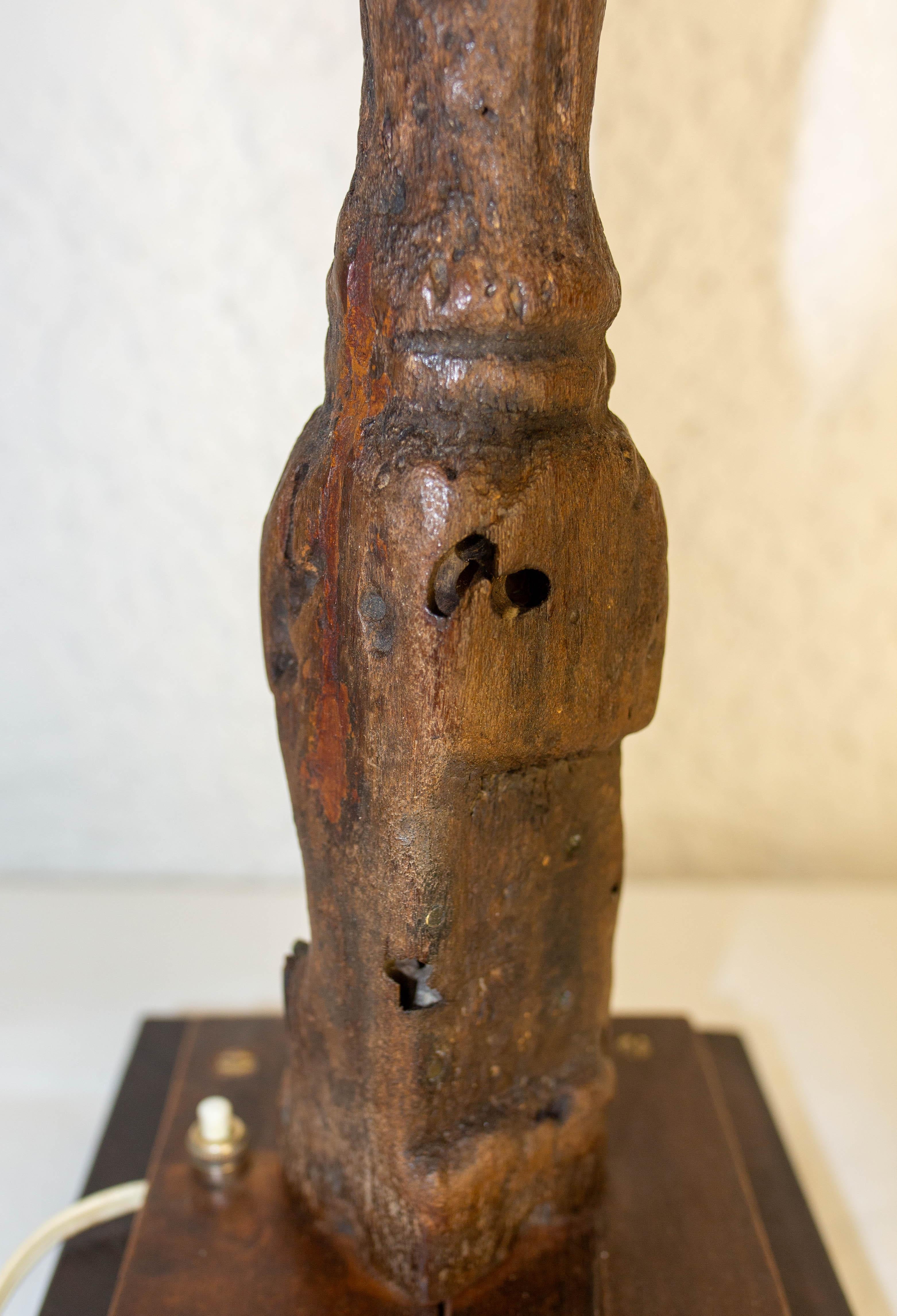 Lampe de table ancienne française fabriquée avec un gouvernail en Wood Wood, fin du 19e siècle en vente 2