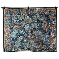 Arazzo Antique French Cervo Floreale Tessuto a Mano Verdure