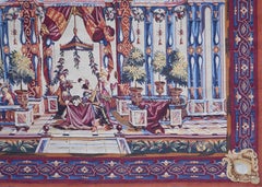 French antique Tapestry "THE BALLADINS" Jacquard Manufactury Paris - No. 1652