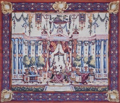 French antique Tapestry "THE BALLADINS" Jacquard Manufactury Paris - No. 1652