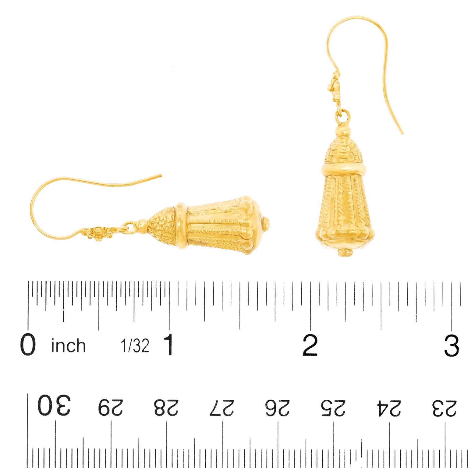 French Antique Tassel-Form Earrings In Excellent Condition For Sale In Litchfield, CT