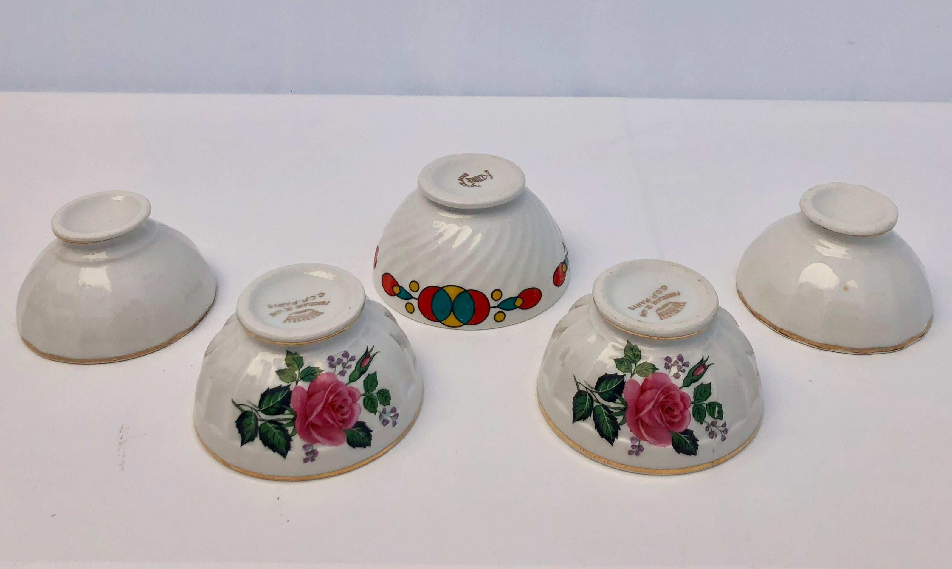 French Provincial French Antique Tea Bowls or Children's Bowls, 1900s, Set of Five For Sale