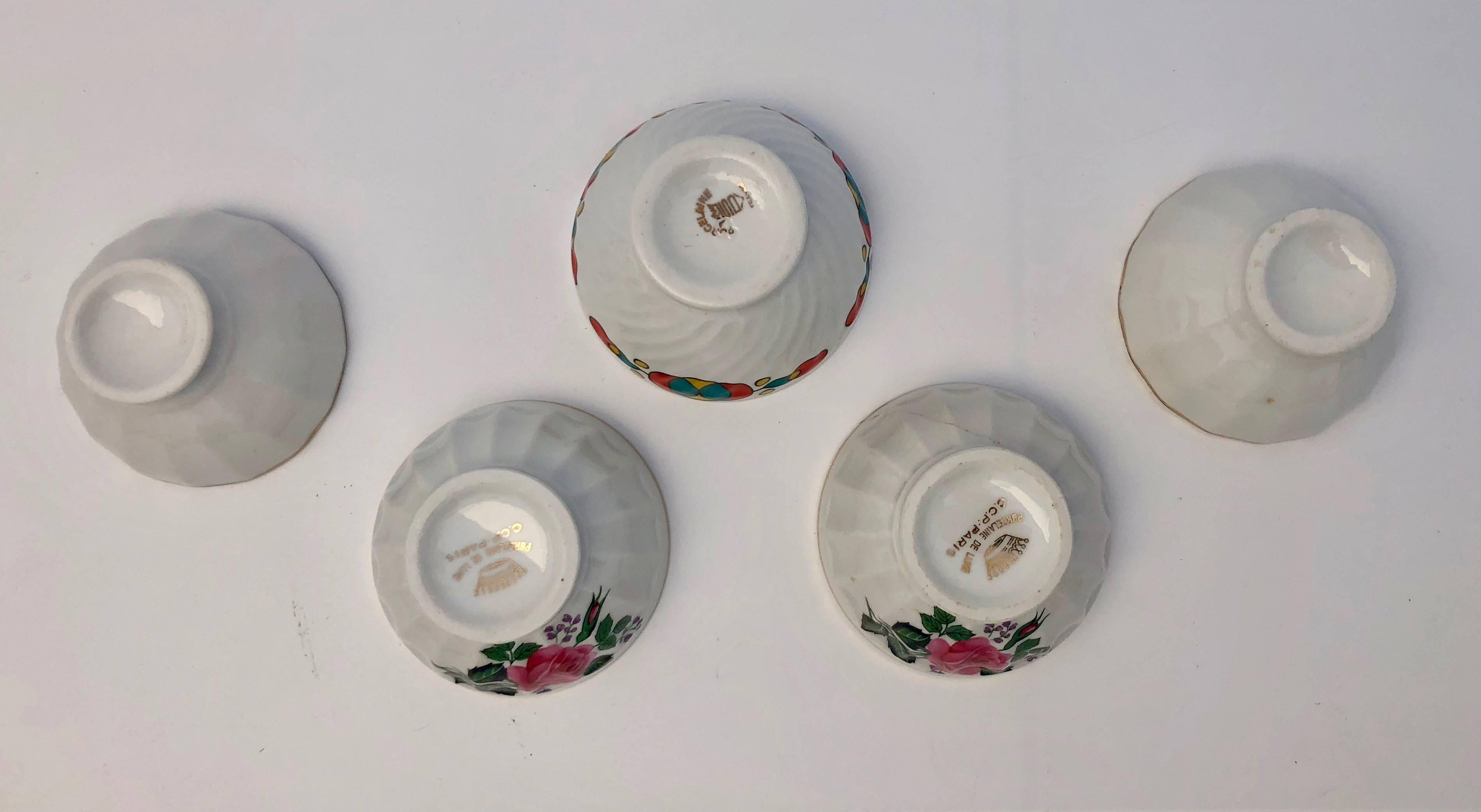 French Antique Tea Bowls or Children's Bowls, 1900s, Set of Five In Good Condition For Sale In Petaluma, CA