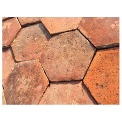 French Antique Terra-cotta Flooring, Authentic 18th Century from France, 1700s.