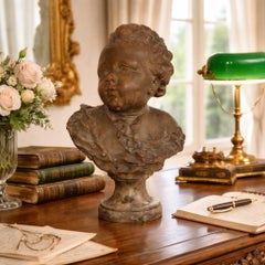 French Antique Terracotta Bust of Compte d’Artois by Fernand Cianciani