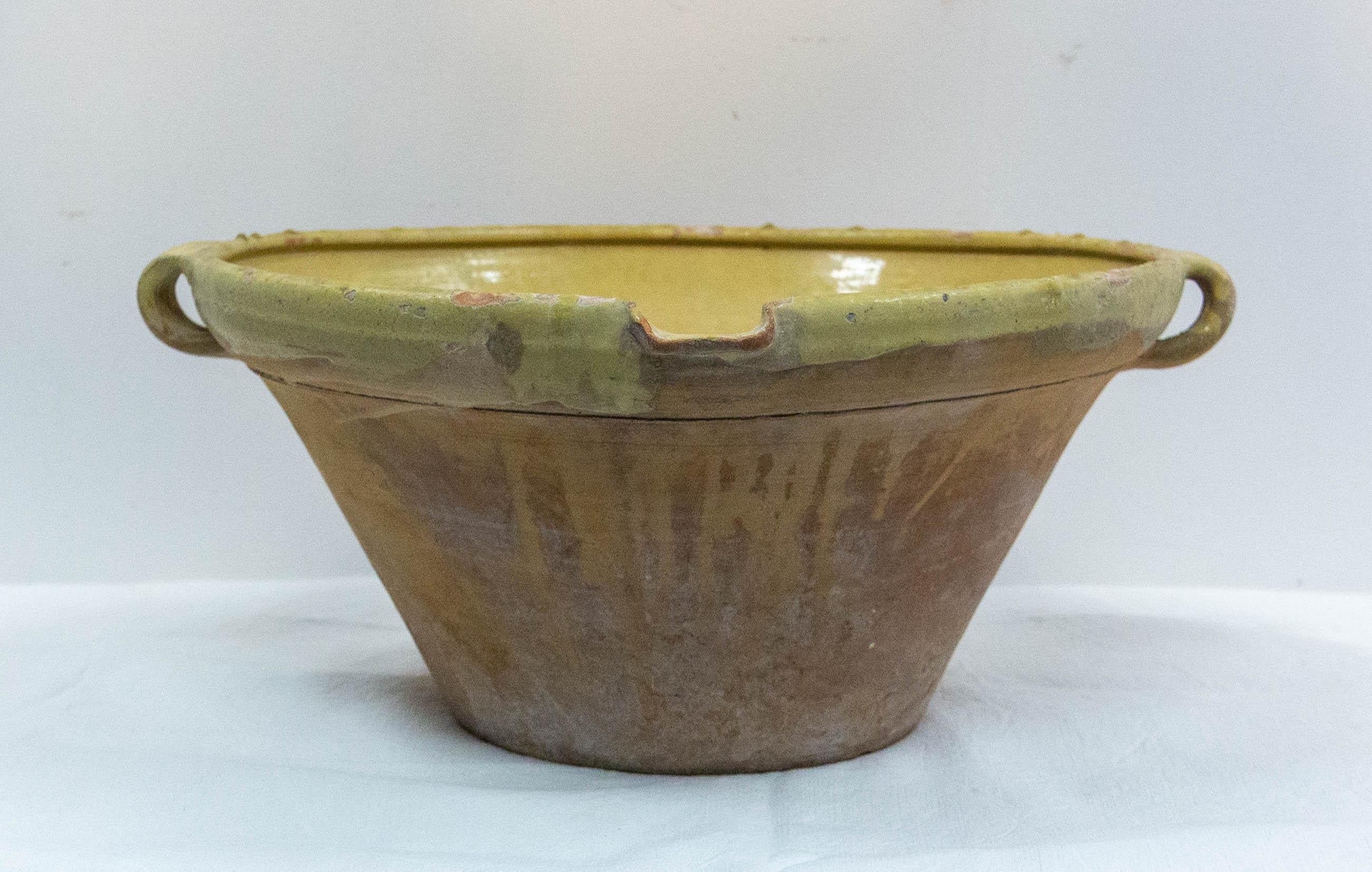 French Provincial French Antique Terracotta Confit Tian or Bowl Glazed