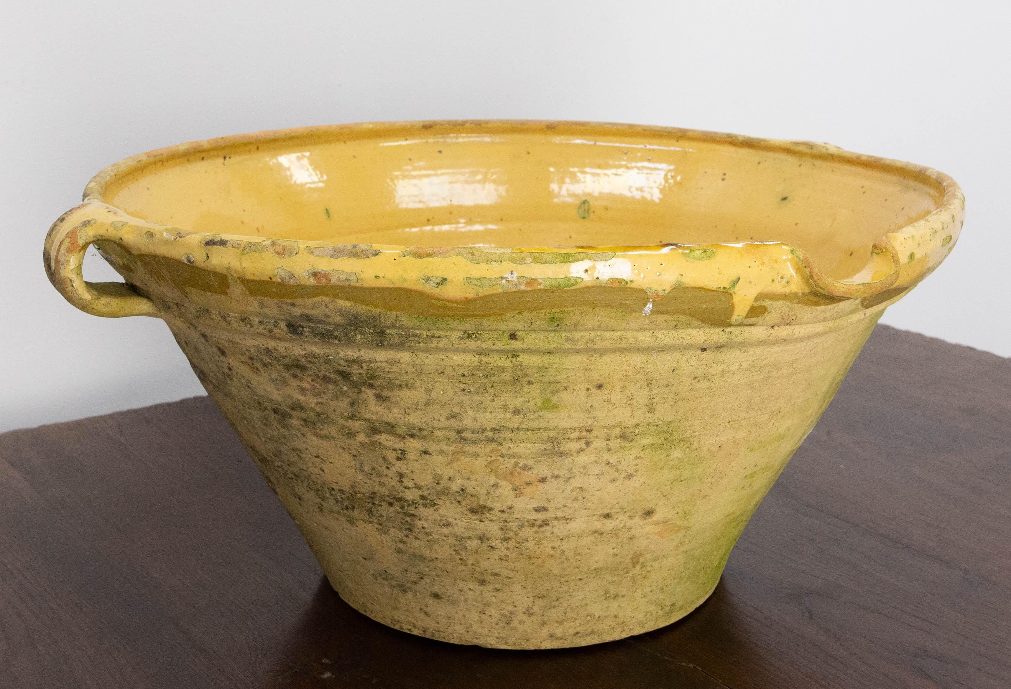 French Antique Terracotta Confit Tian or Bowl Glazed In Good Condition For Sale In Labrit, Landes