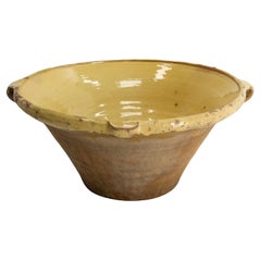 Tian ou bol à confits en terre cuite ancienne française émaillée