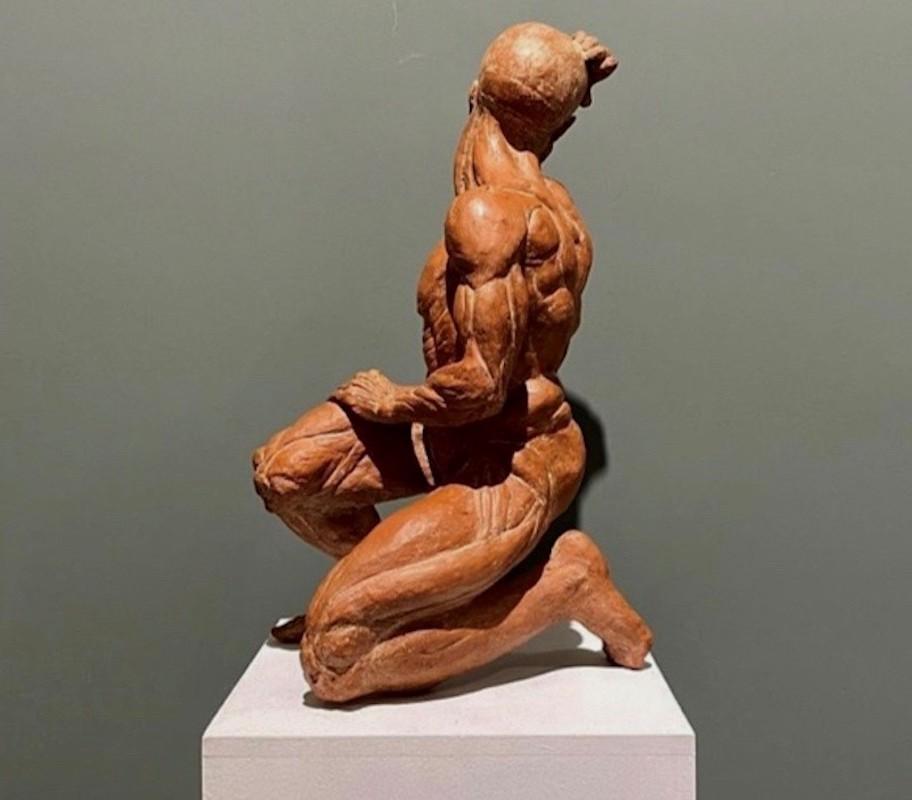 Cotto in fornace Antique French Modello in terracotta o Écorché di un uomo scorticato in vendita