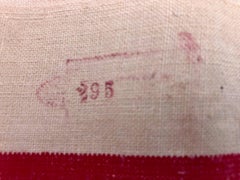 French Antique Thick Linen Kitchen Towels with Red Stripes, Set of 6