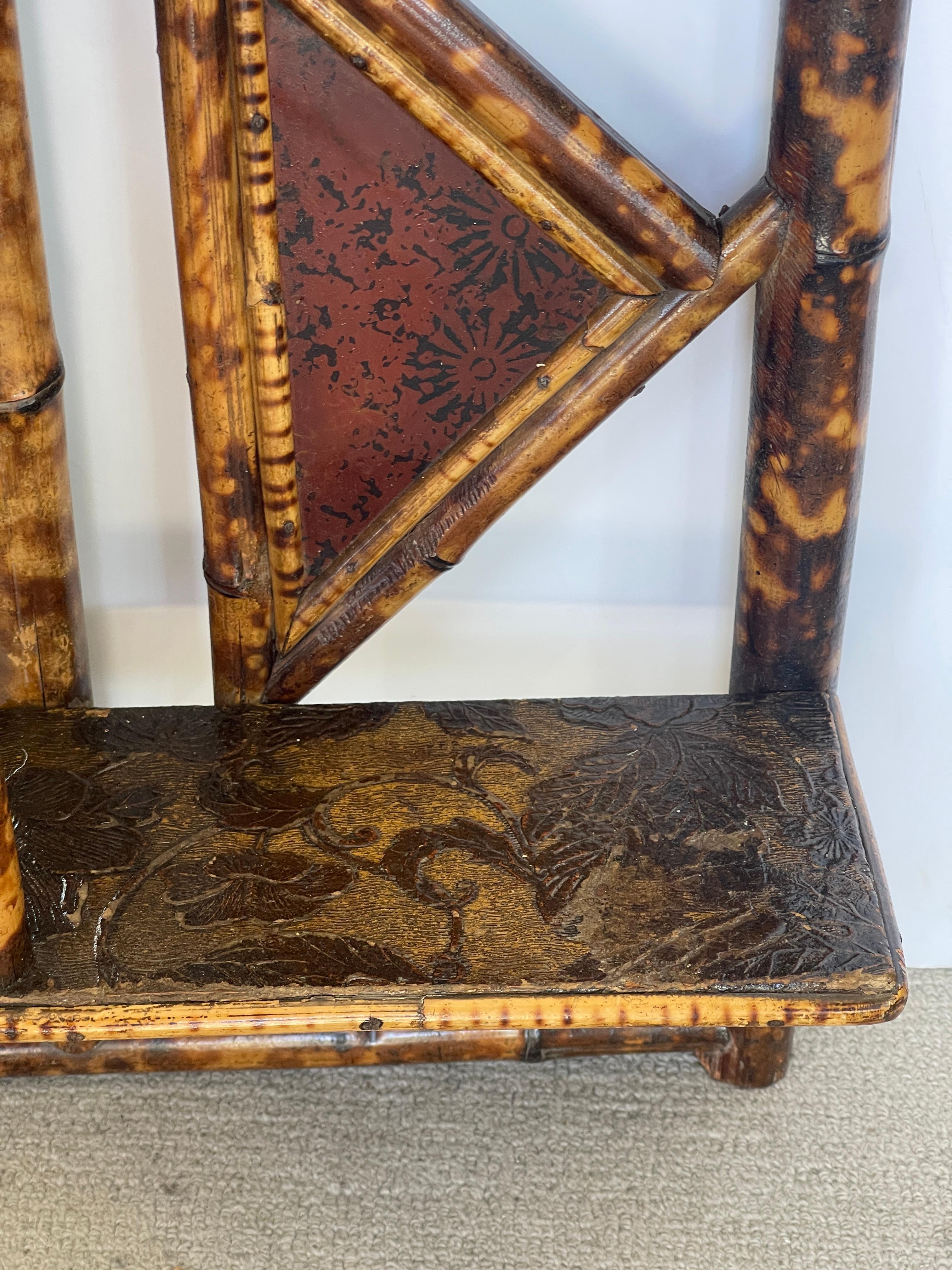 Antique Mirror francese in bambù tartarugato, 1890-1910 in vendita 4
