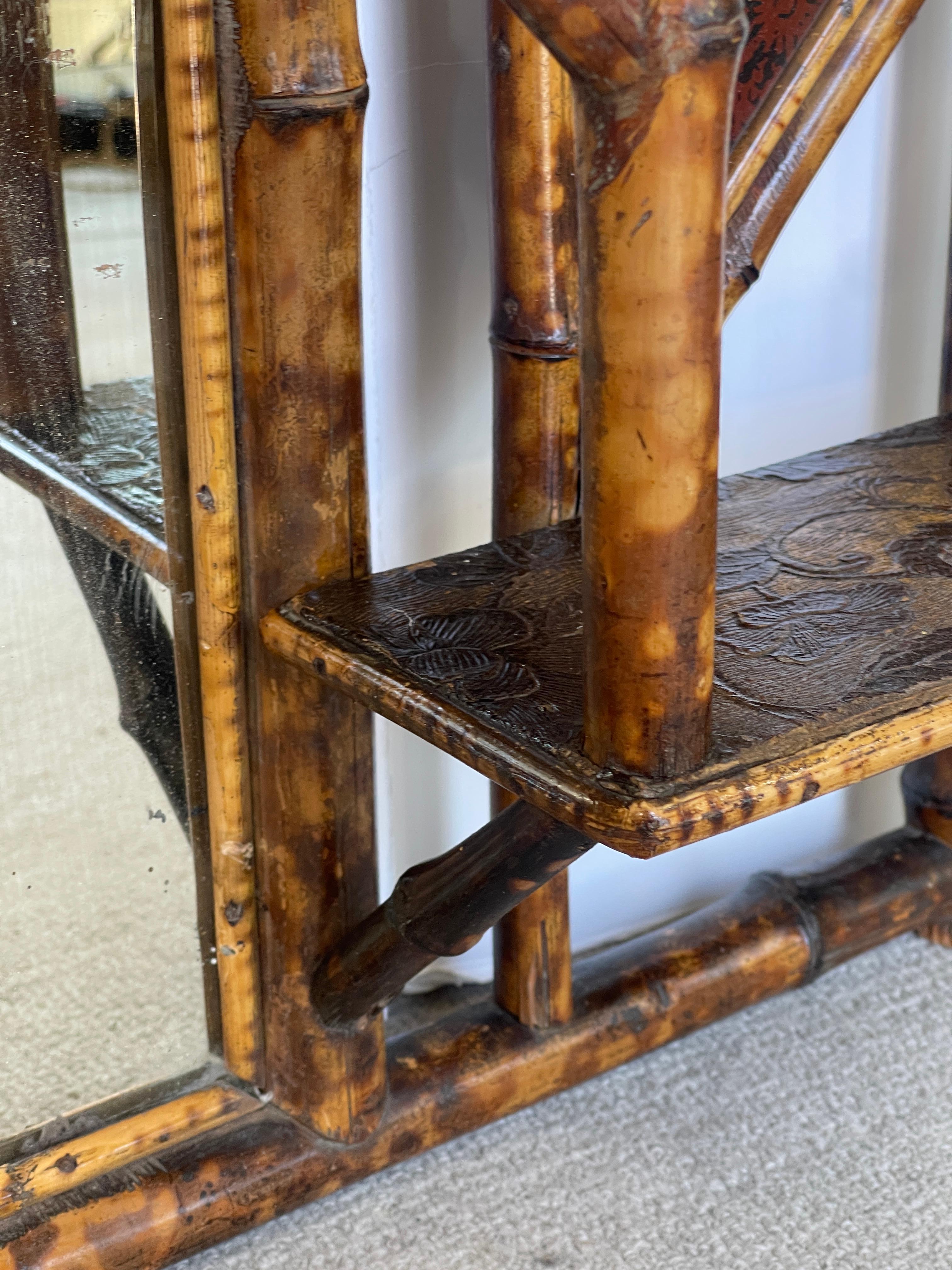 Antique Mirror francese in bambù tartarugato, 1890-1910 in vendita 7