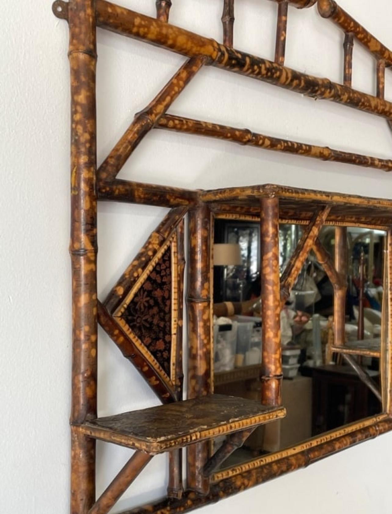 Francese Antique Mirror francese in bambù tartarugato, 1890-1910 in vendita