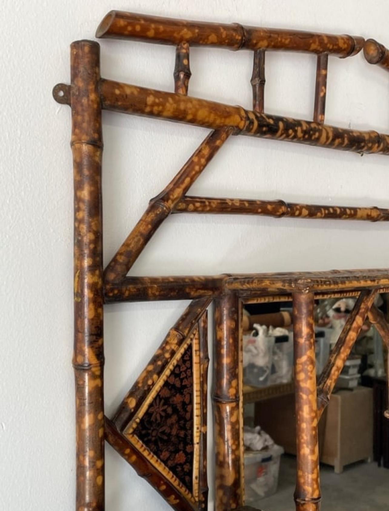 Antique Mirror francese in bambù tartarugato, 1890-1910 In condizioni buone in vendita a West Palm Beach, FL
