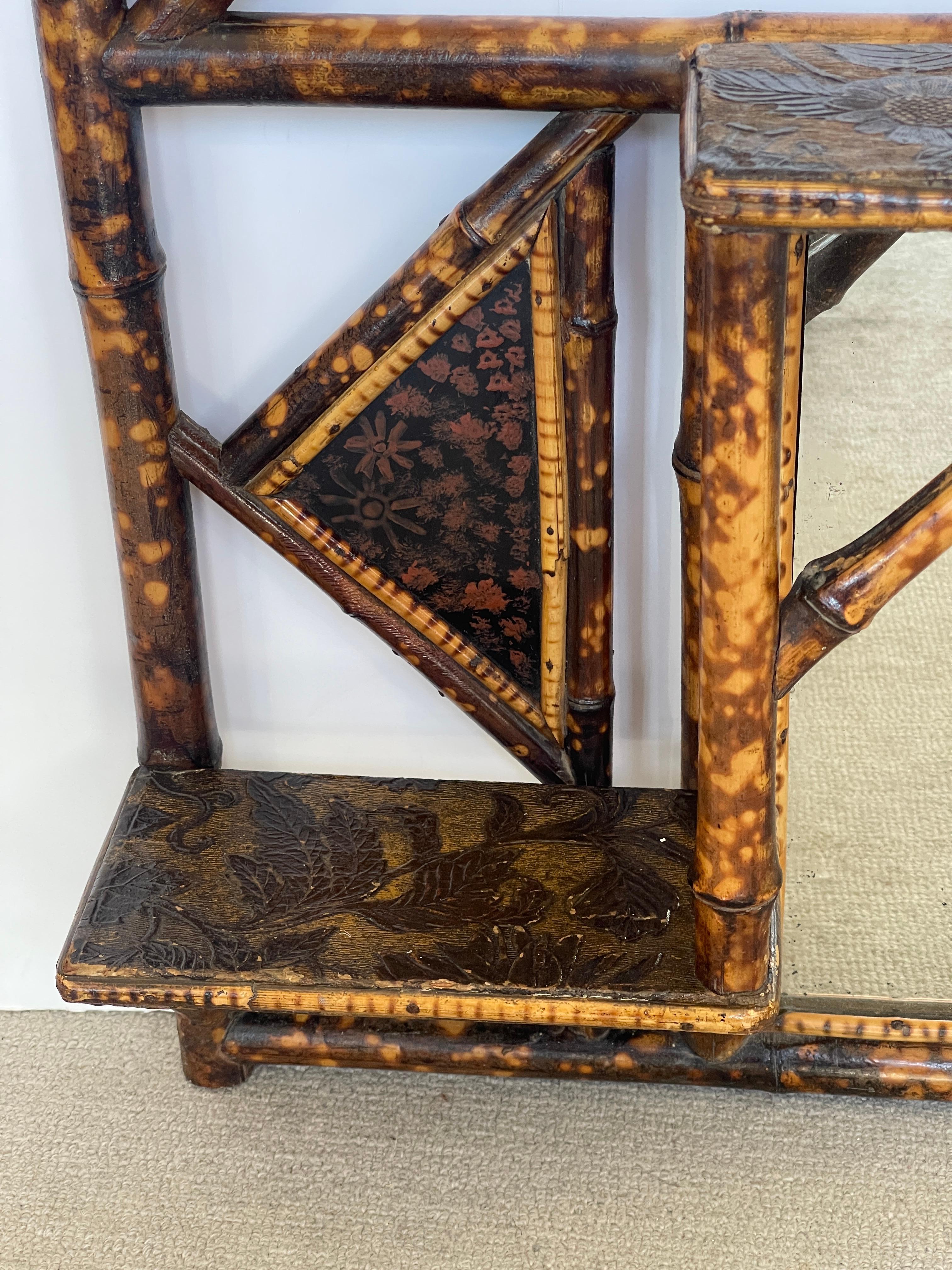 Fine XIX secolo Antique Mirror francese in bambù tartarugato, 1890-1910 in vendita