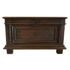 French Antique Trunk, Empire Style Varnished in Walnut