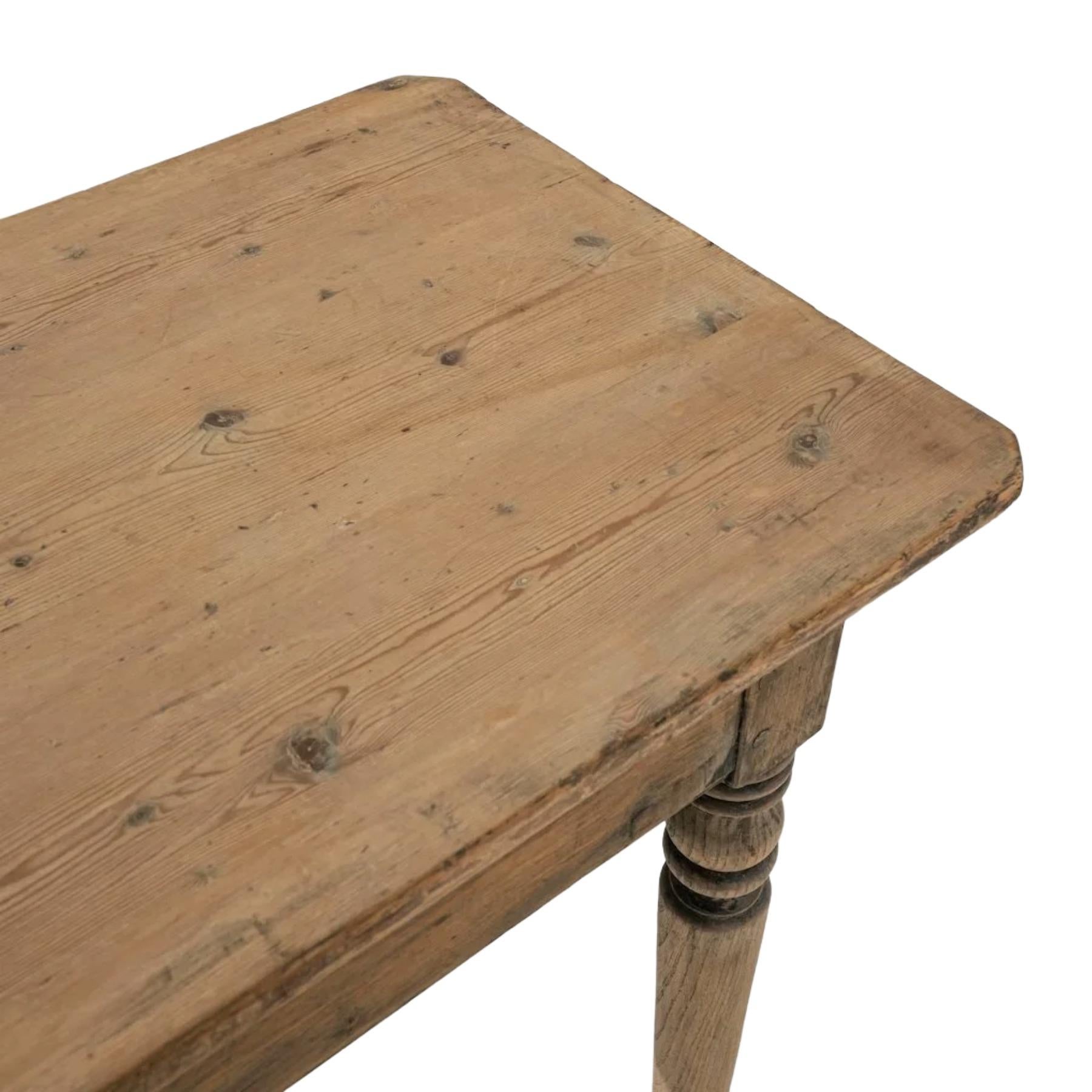Antique French Pine Sofa Console Table Circa 19th Century. The narrow width and 28” height make this piece an excellent table to position behind a sofa to place table lamps, books, or your favorite home accessories. It’s full of authentic character