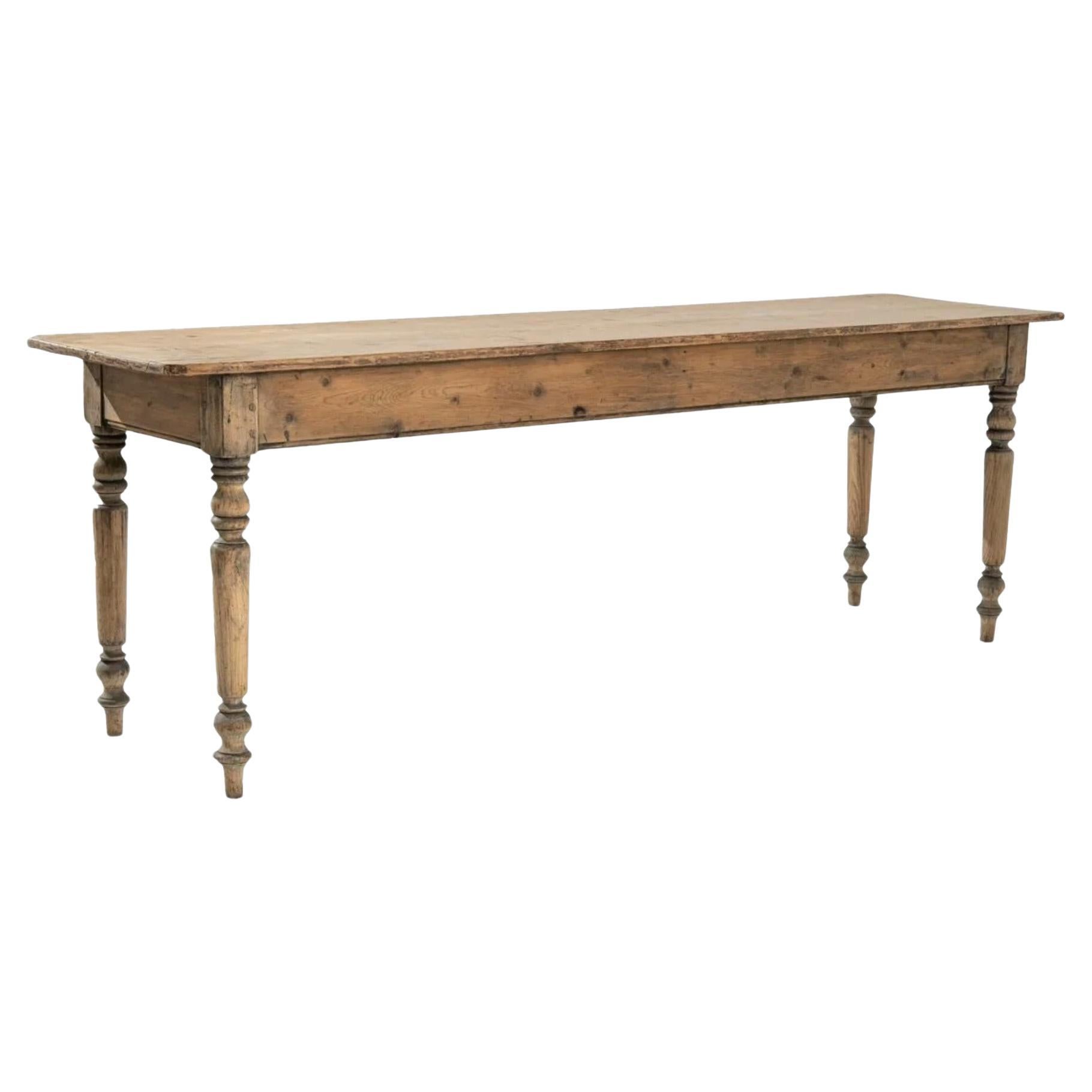 French Antique Turned Leg Sofa Table Console For Sale
